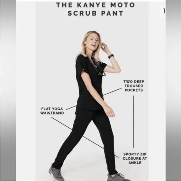 FIGS Scrubs Pants Navy Pants Technical Collection Kanye Moto Scrub Slim Fit Pant - Picture 8 of 8